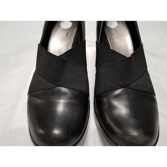 Dansko Black Leather Slip On Block Heels Shoes Women's 41 / 9.5 M - Picture 2 of 9